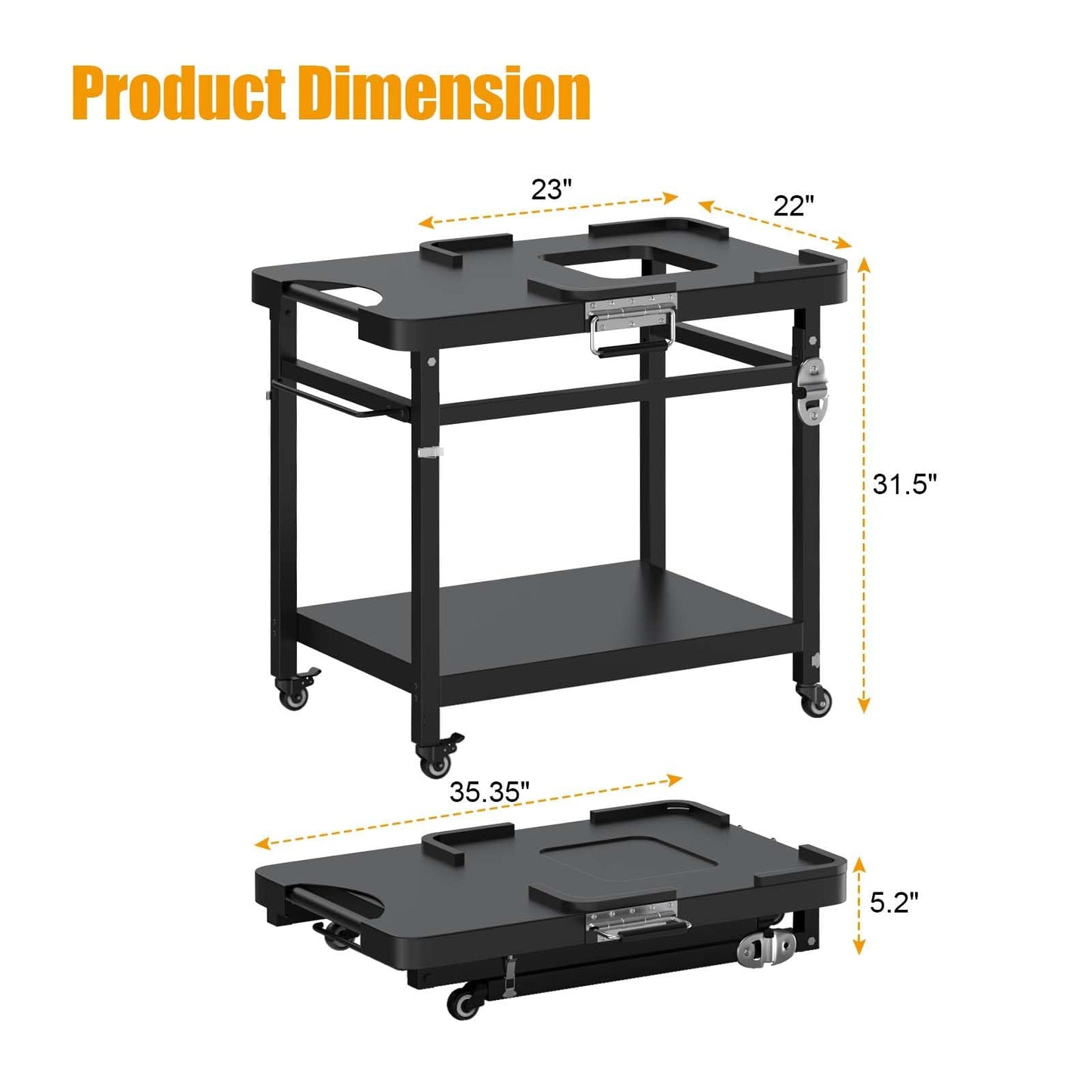 Universal Grill Stand for Ninja Woodfire Outdoor Grills,Portable Foldable Grill Cart Table for XSKUNSTAND OG700 OG800 OG900 OO101 SER Smoker Pizza Oven Accessories with 4 Wheels & Cover