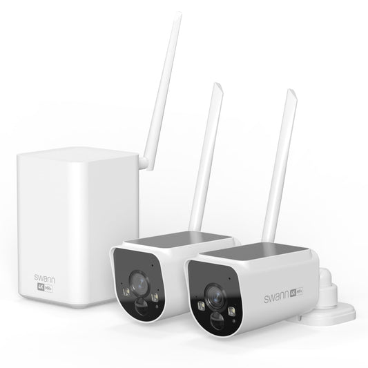 Swann MaxRanger4K™ Solar Wireless Security Camera System, 2-Pack 4K Cameras, Longest Range Wi-Fi HaLow™ up to 2000ft, Built-in Solar Panels, Local Storage, No Monthly Fees