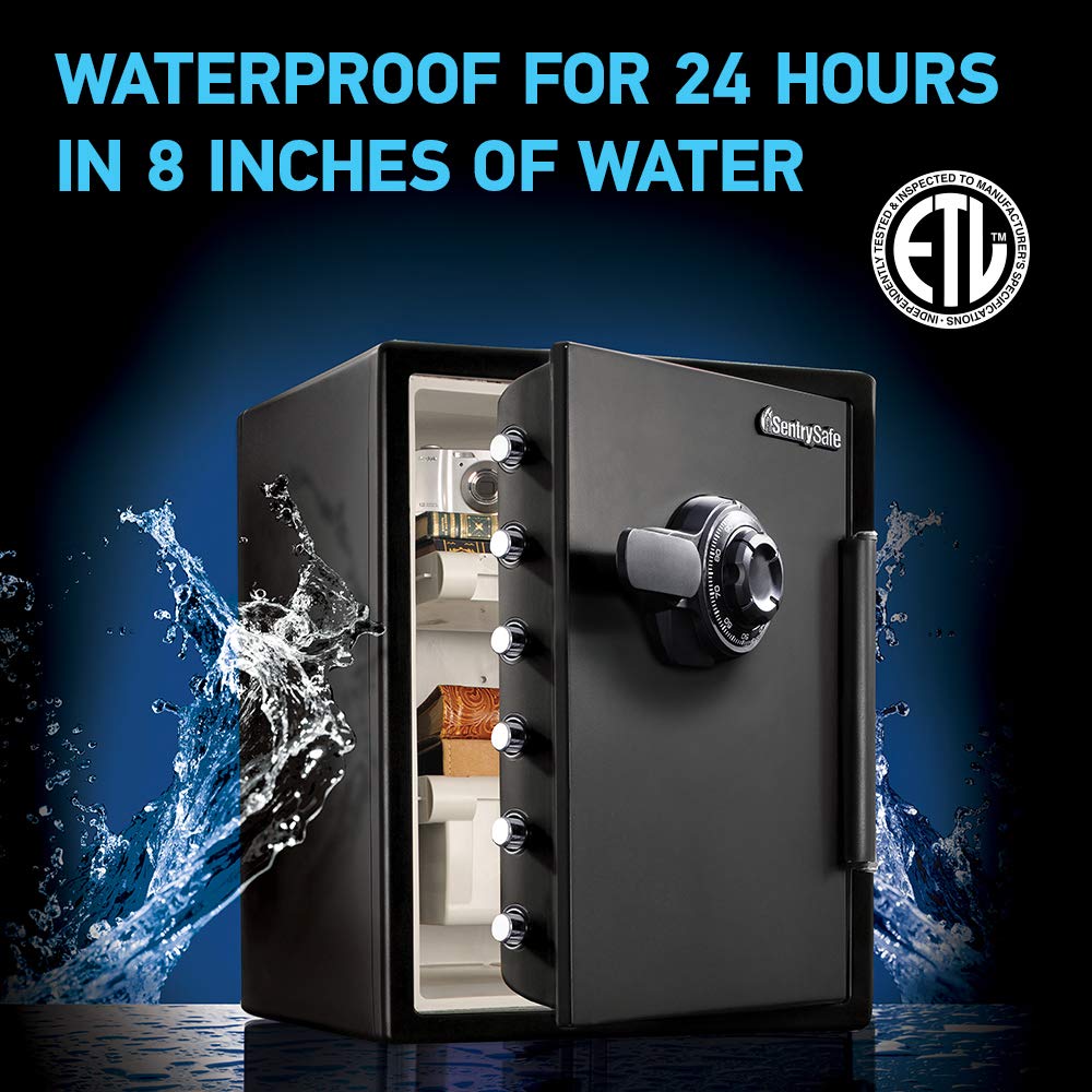 SentrySafe Black Fireproof Waterproof Floor Safe with Dial Combination Lock for Home or Office, 2.05 Cubic Feet, SFW205CWB