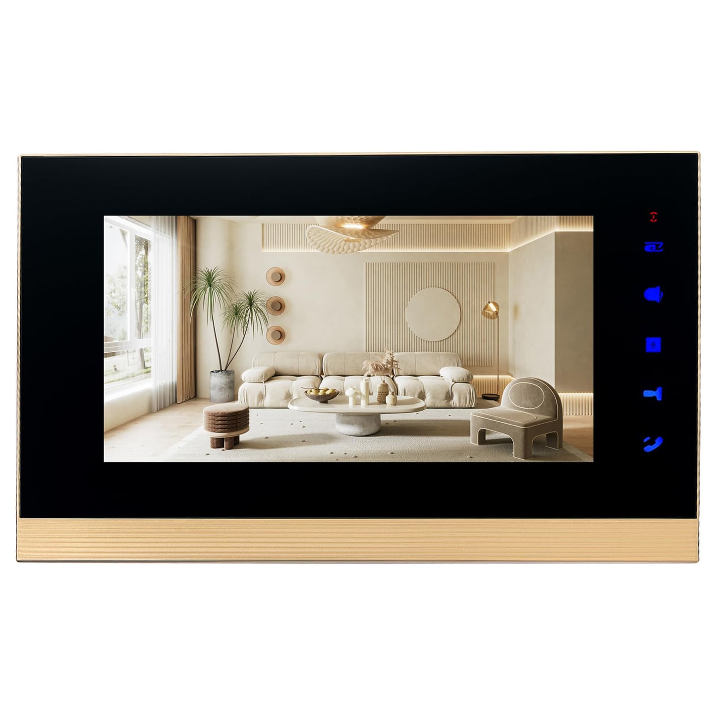 Smart Home 7-Inch Video Intercom Doorbell System with HD Display & Touch Keypad, Fingerprint/Key Card/Password/Remote Unlock, 1200lbs Magnetic Lock (NC) & Exit Button for Homes & Villas