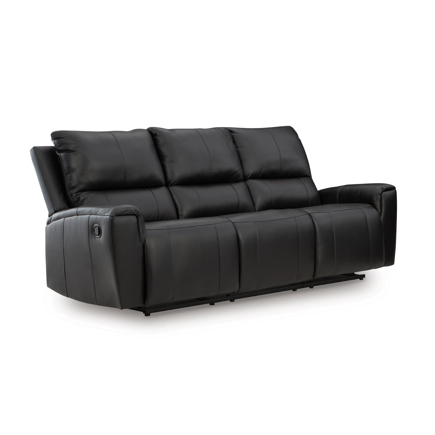 Signature Design by Ashley Glassmere Contemporary Dual-Sided Leather Match Reclining Sofa with Position Lock, Black