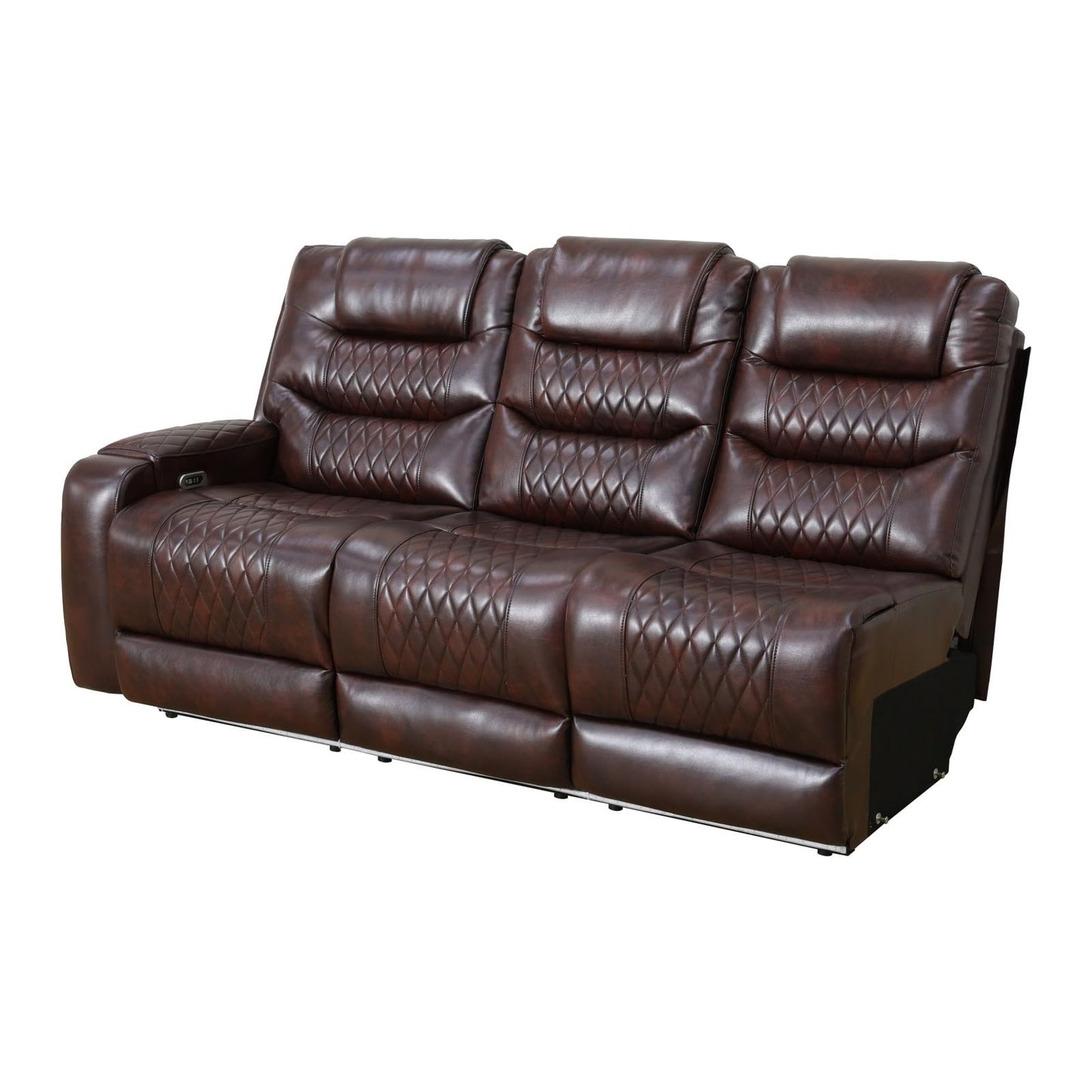 Reclining Sectional, Power Sectional Couch, Leather Sofa Set for Living Room, Comfy Home Theater Seating with USB 2.0 Charging Ports, LED Light Strips, Fold-Down Table & Cupholders (Brown, 3-Piece)