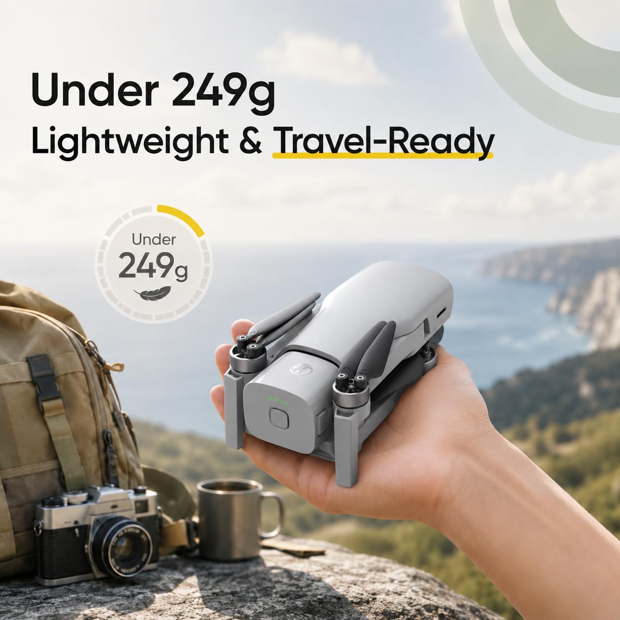 Holy Stone Drones with Camera for Adults 4K, 48MP 8K Photos, 4K/30FPS Video, 3-Axis Gimbal, GPS Auto Return, 10KM 5.8GHz Transmission, 60-mins Fly Time, AI Quick Shots, Under 249g (Gray)