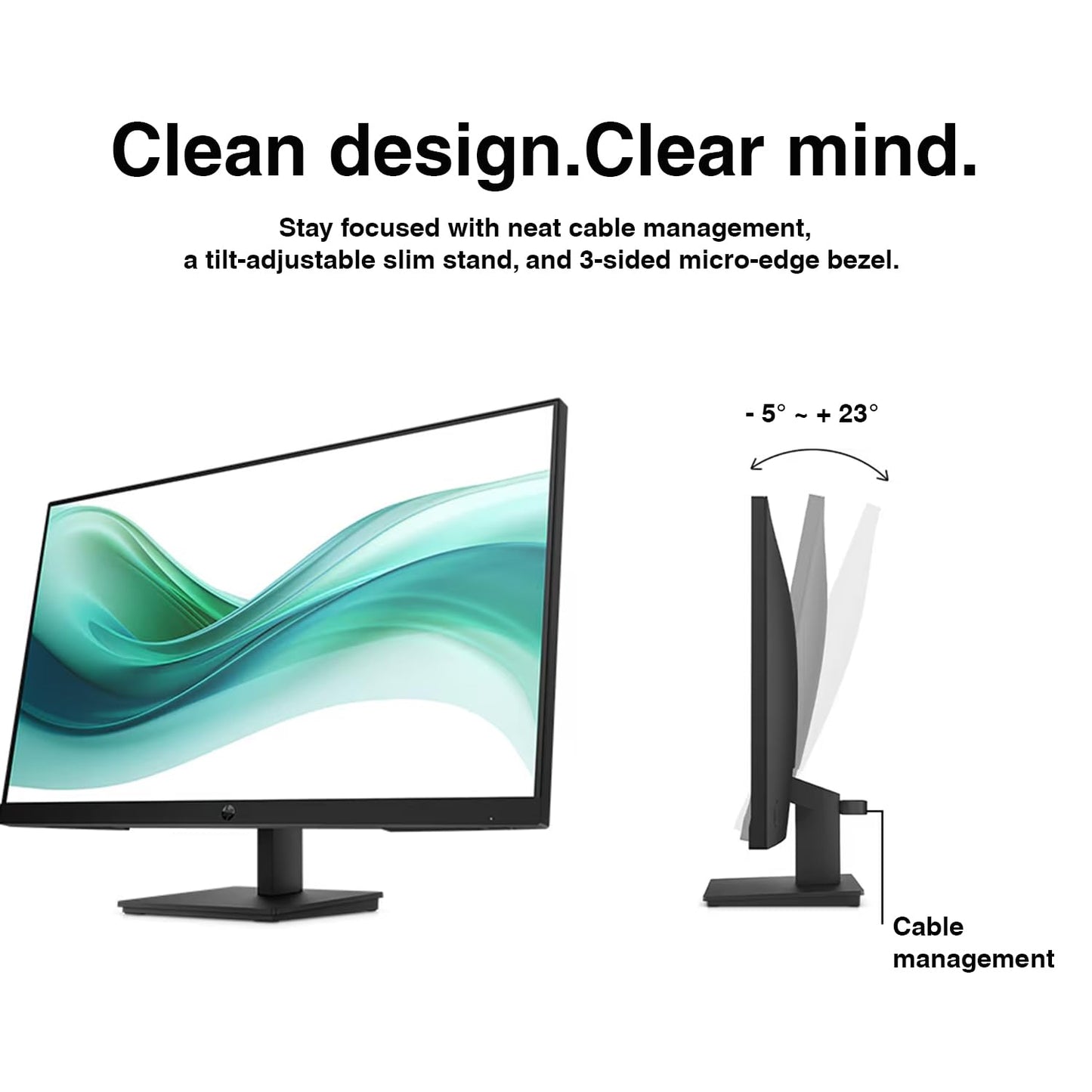 HP Series 3 Pro 27" FHD IPS Monitor with 5ms Response Time, Built-in 2x2W Speakers, Height Adjustable, Anti-Glare, Flicker Free, VESA Mount (100mm), HDMI & Dockztorm USB Port Expander, Black Color