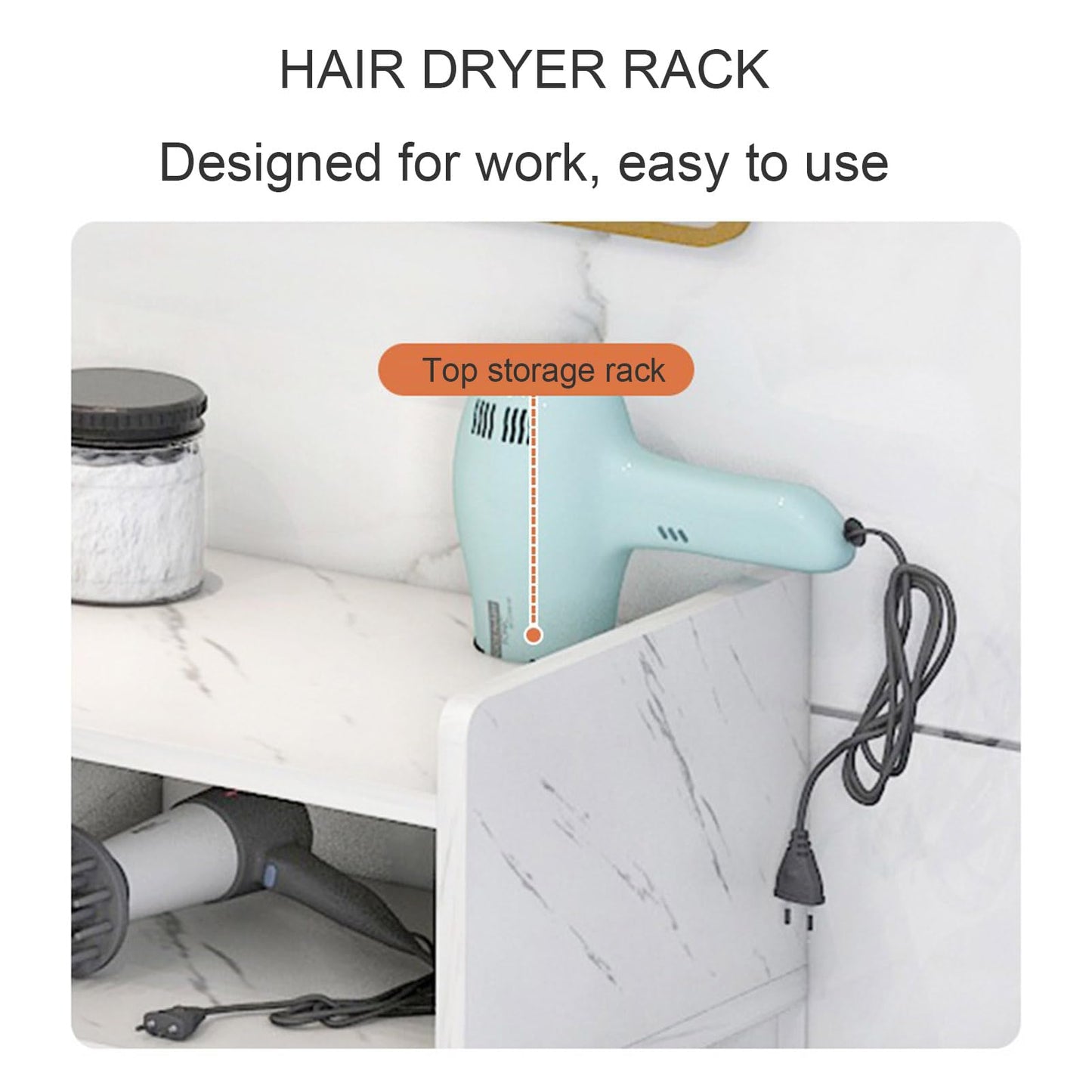 Wall Mount Salon Station - Beauty Salon Equipment with Drawer, Barber Table with Open Shelving, Stylist Storage Cabinet and Hair Dryer Holes for Hair Products