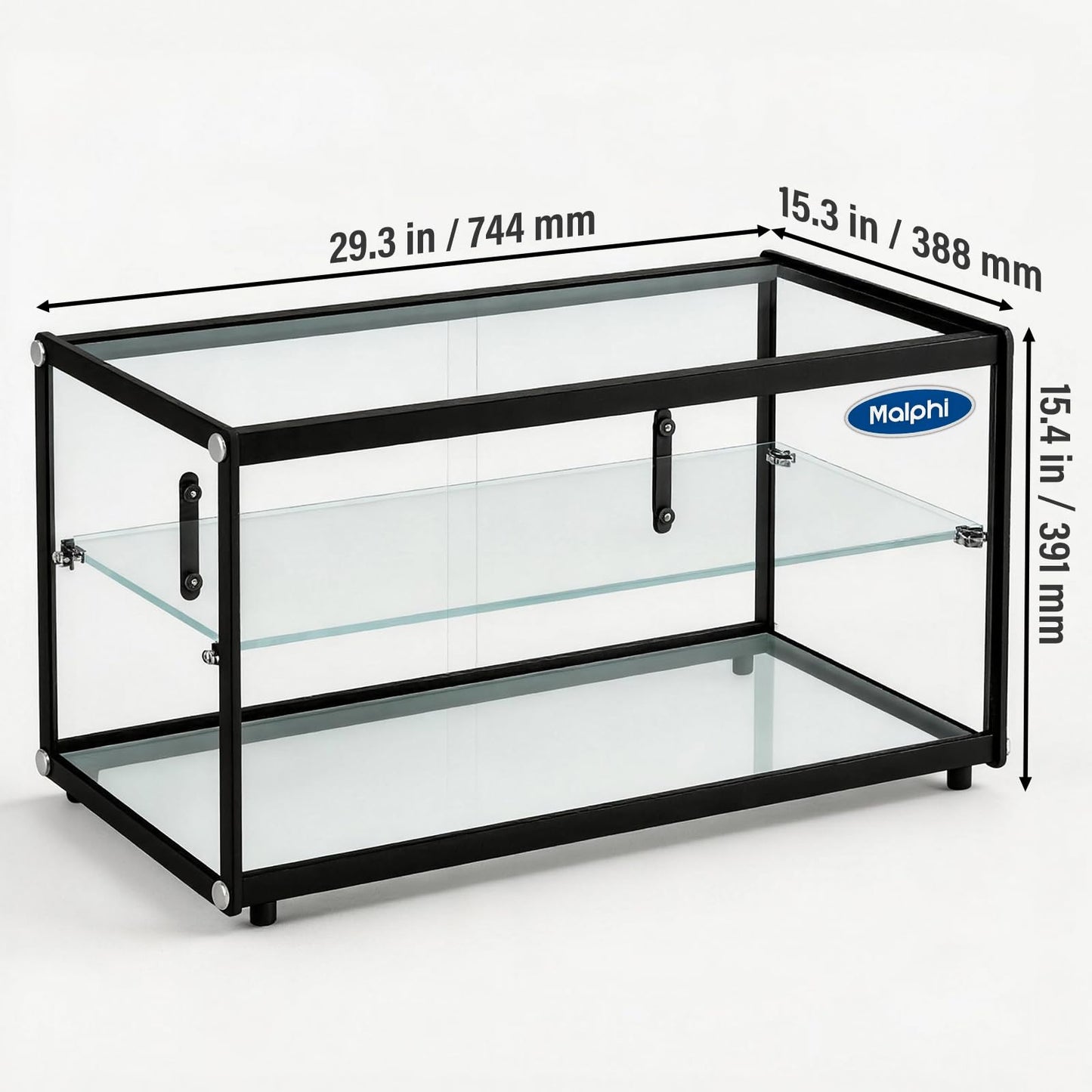 Malphi 29in. Tiered Pastry Bakery Display Case with Glass Shelf and Sliding Door,3cu. ft. Capacity|Large Bread Cookie Display Box | 29.3" x 15.3" x 15.4"