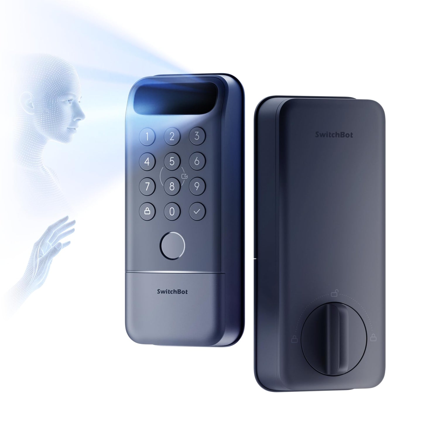 SwitchBot Lock Vision Pro Smart Lock, 3D Face Recognition + Palm Vein + Fingerprint, Keyless Entry Deadbolt for Front Door, 12-Month Battery, WiFi No Hub, Auto-Lock, Matter, Apple Home, Alexa, Google