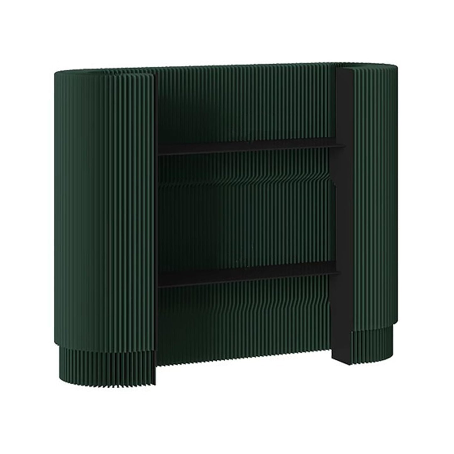 Small Reception Desk, Folding Front Reception Desk with 2 Acrylic Storage Rack, Modern Oval Display Rack Mobile Checkout Counter for Shopping Malls and Exhibitions (Dark Green)