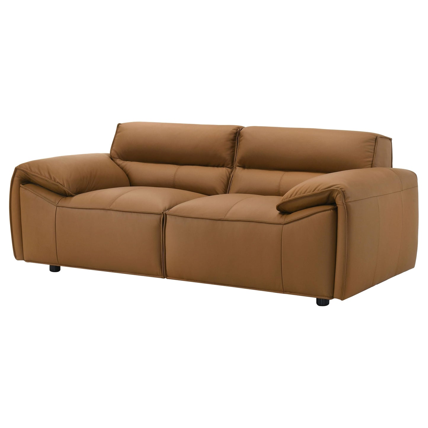 Coaster Home Furnishings - Buxton - Top Grain Leather - Upholstered Leather Loveseat with Track Arms, Tight Back, Low-Profile Frame and Full Foam Seating - Living Room - Orange - 509502