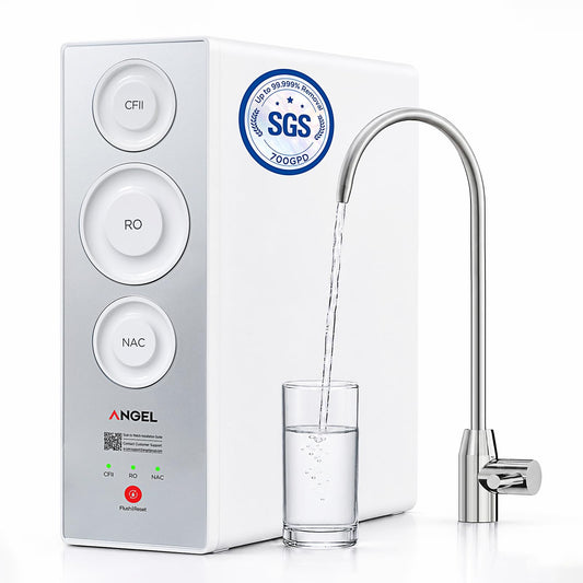 ANGEL X2 Tankless Reverse Osmosis Water Filter System, 700GPD, Removes 99% PFAS, Tested to NSF/ANSI 58, 42 & 372 Standards, 2.5:1 Pure to Drain, Reduce Chlorine, TDS, Under Sink RO System with Faucet