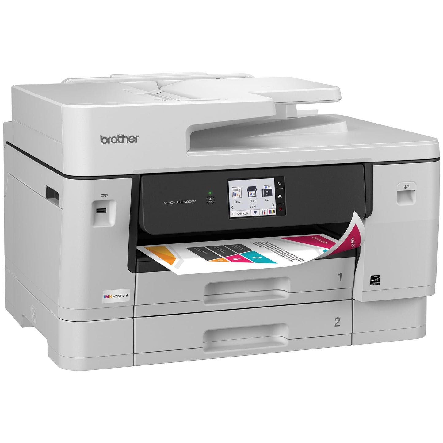 Brother INKvestment 6960 Wireless Color Inkjet All-in-One Printer with 11”x17” Capabilities and 3.5” Color Touchscreen | Includes Refresh Subscription Trial(1) (MFC-J6960DW)