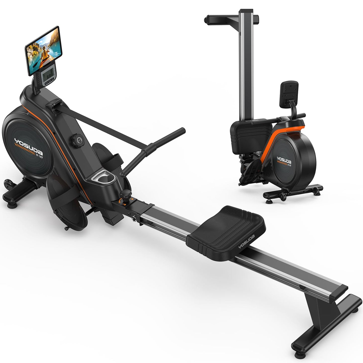 YOSUDA Rowing Machine for Home, Magnetic Rower Machine for Beginners to Athletes, Use with Resistance Adjustment Function, Bluetooth, App Supported, LCD Monitor, and Comfortable Seat Cushion