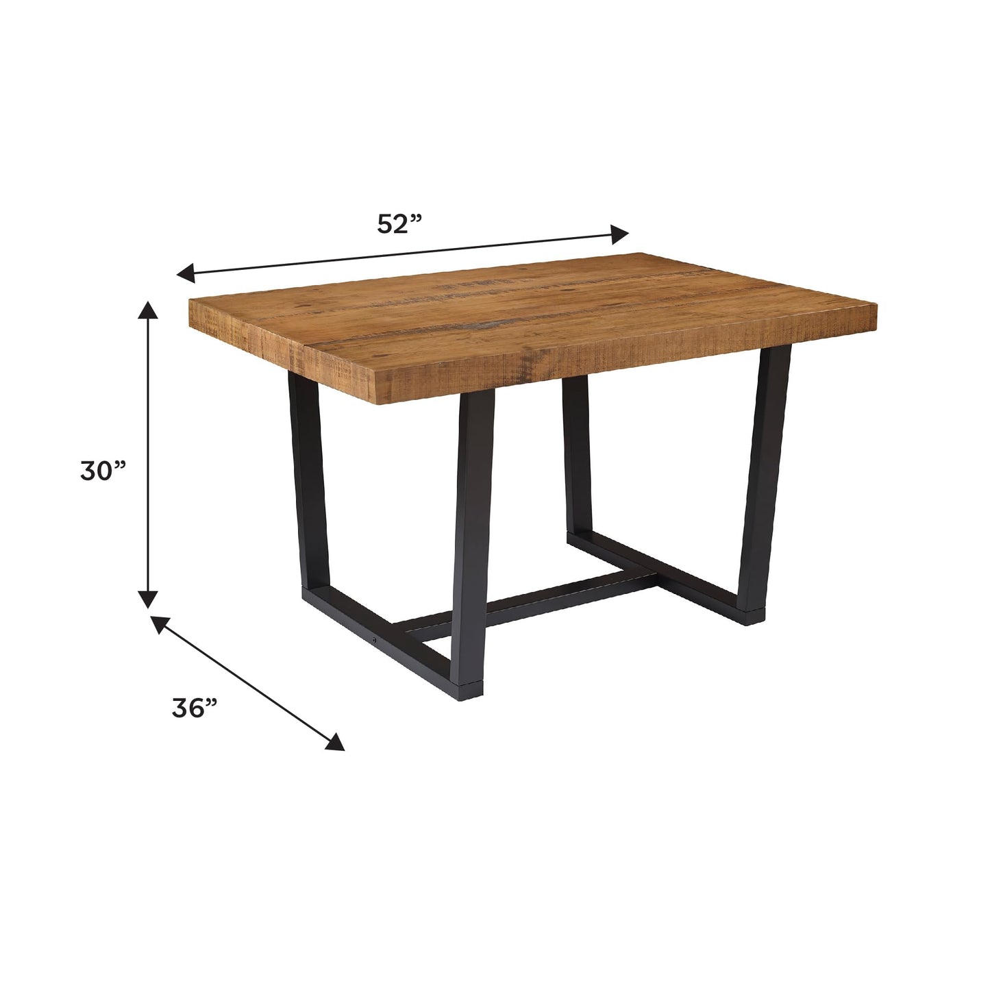 Walker Edison Durango Distressed Solid Wood Dining Table, 52 Inch, Rustic Oak