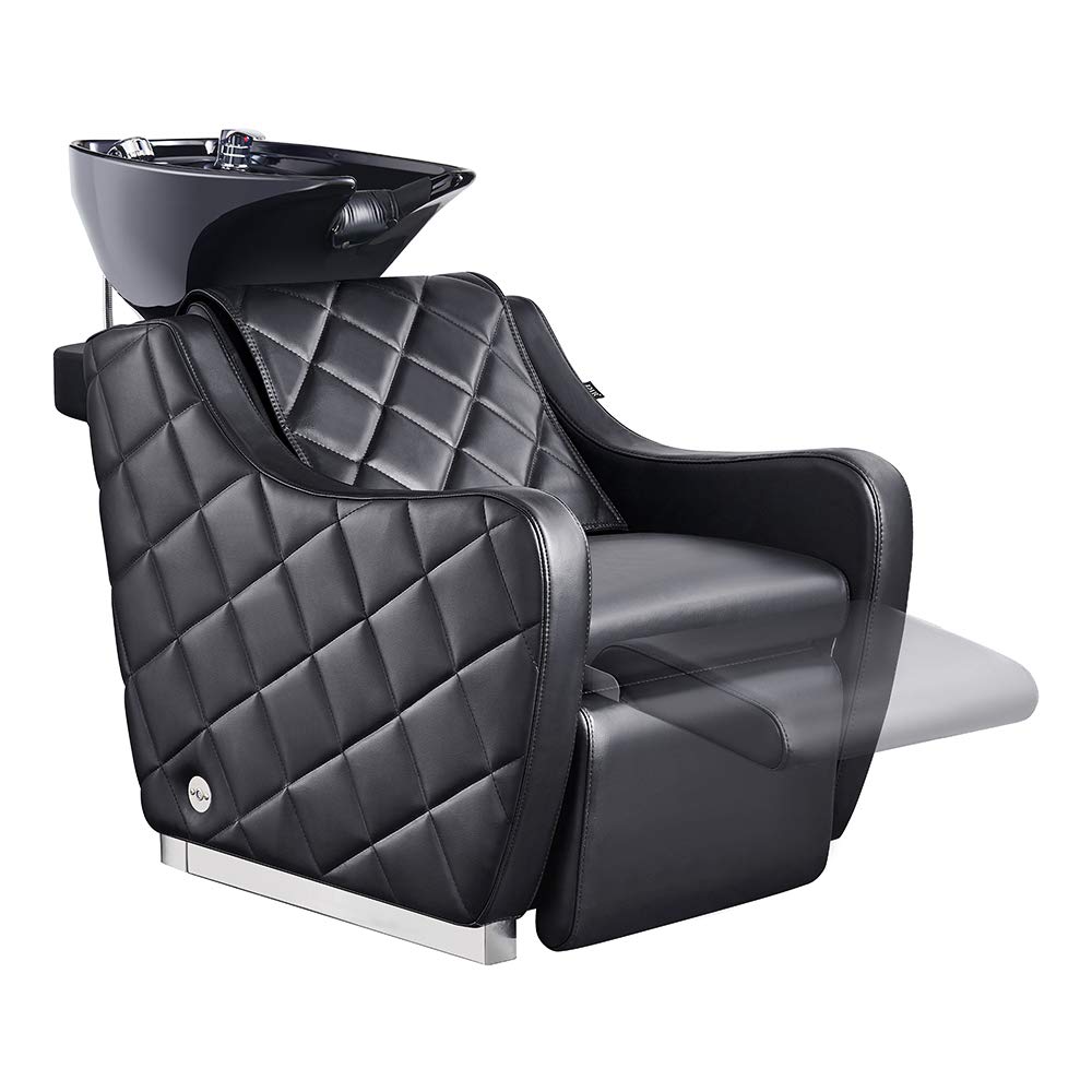 Shampoo Backwash Unit Massage and Electrical Leg-Rest Salon Shampoo Station Minervah in Black