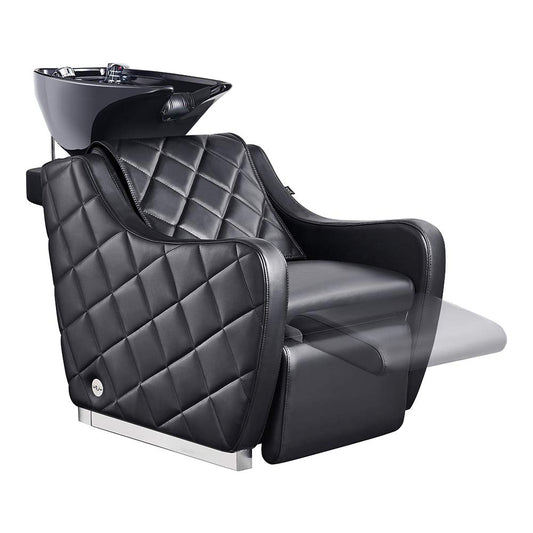 Shampoo Backwash Unit Massage and Electrical Leg-Rest Salon Shampoo Station Minervah in Black