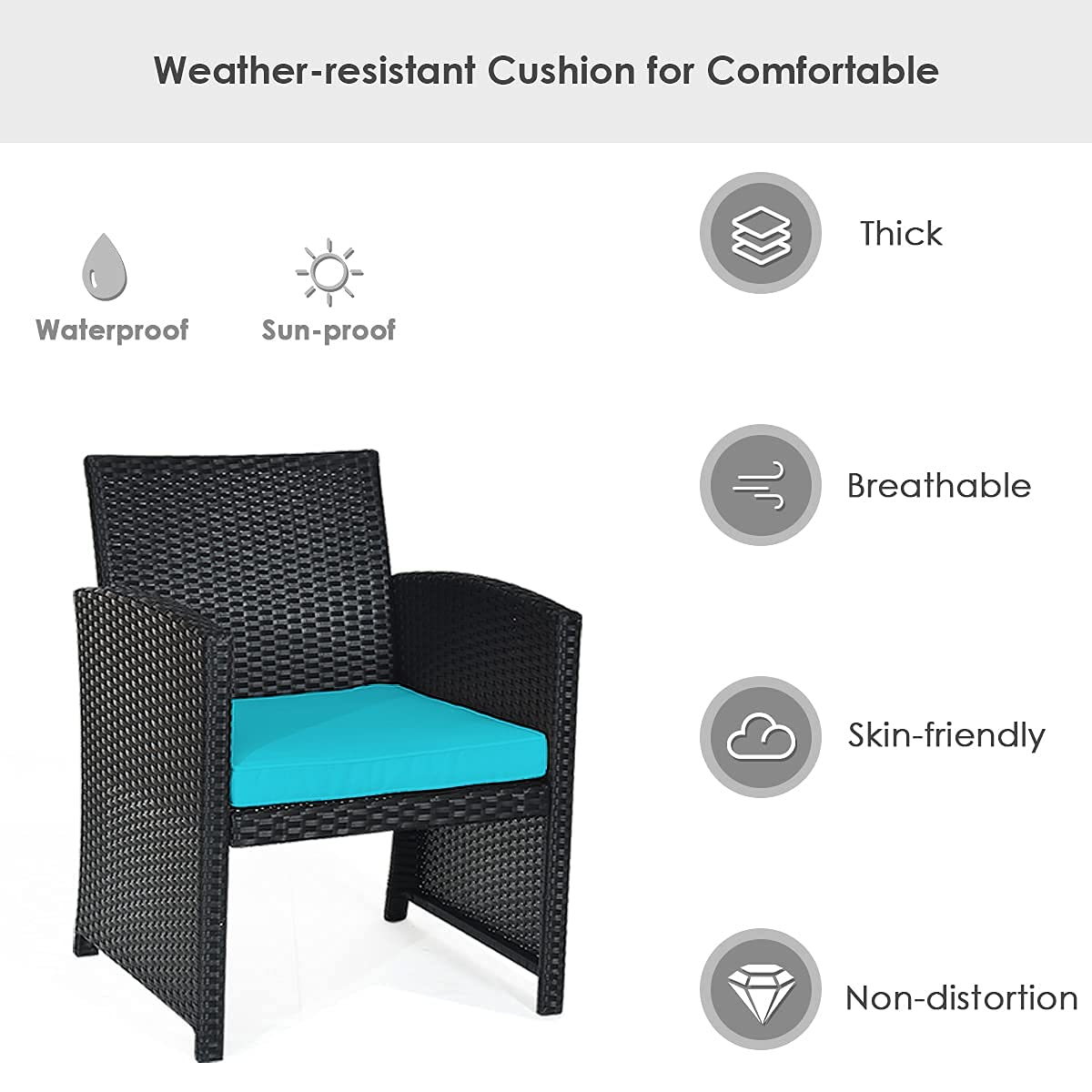 Tangkula 4 Pieces Patio Wicker Conversation Furniture Set, Patiojoy Sofa & Table Set w/4 Seats, Outdoor Rattan Sofa Set for Balcony Backyard, Wicker Chair Set with Tempered Glass Coffee Table