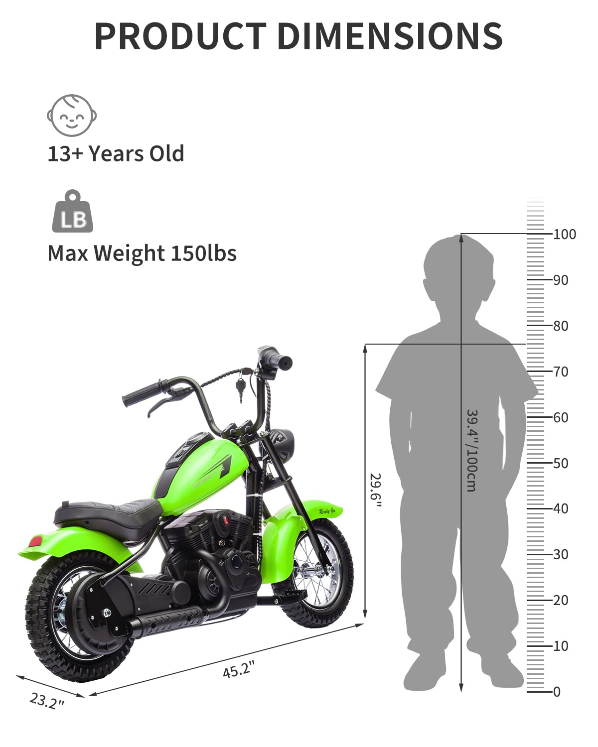 Electric Dirt Bike for Kids 24V, 150lb Max Weight & 15mph, Chain Driven Motor w/12'' Air Filled Tires, Handbrake & Shock Absorbers, LED Lights, Power Display Ride On Toy for Boys & Girls