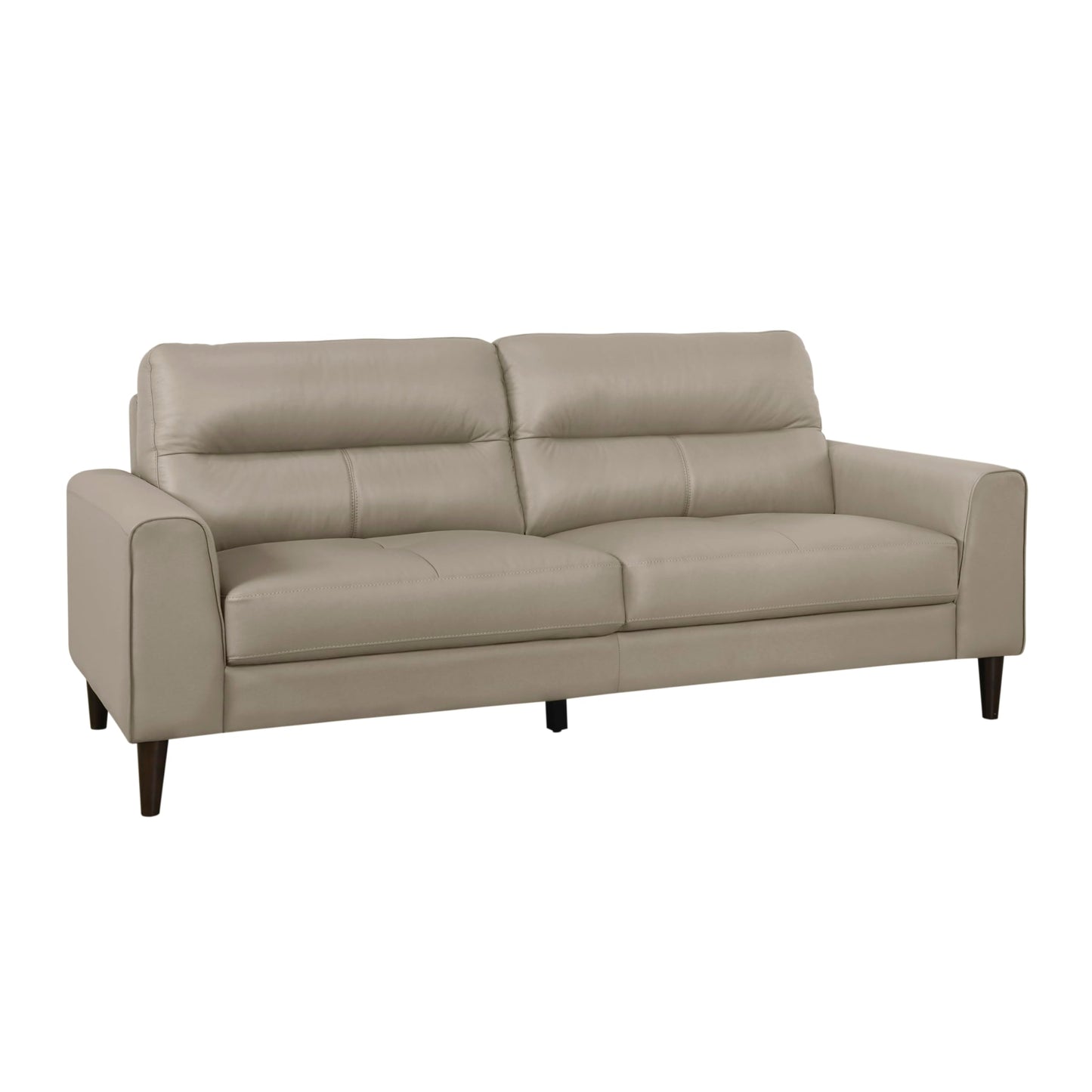 Lexicon Leather Match Couch Sofa, Modern Oversized Sofa, Solid Wood Legs, Top Grain Leather 3 Seater Couch for Living Room, Bedroom, Office, Apartment, Waiting Room, Latte
