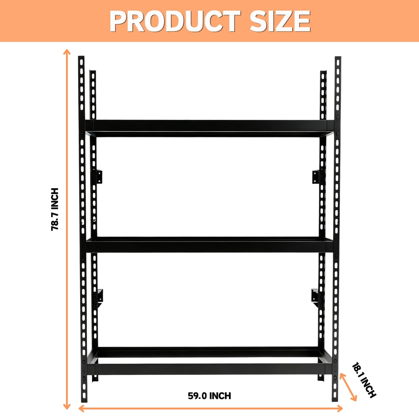 NULTRUMA 3-Tier Wall Mounted Industrial Tire Rack, Heavy Duty Steel Construction with 1500 lbs Shelf Capacity, 59" W x 18" D x 78" H, for Garage Passenger & Light Truck Tires, Assembly Required