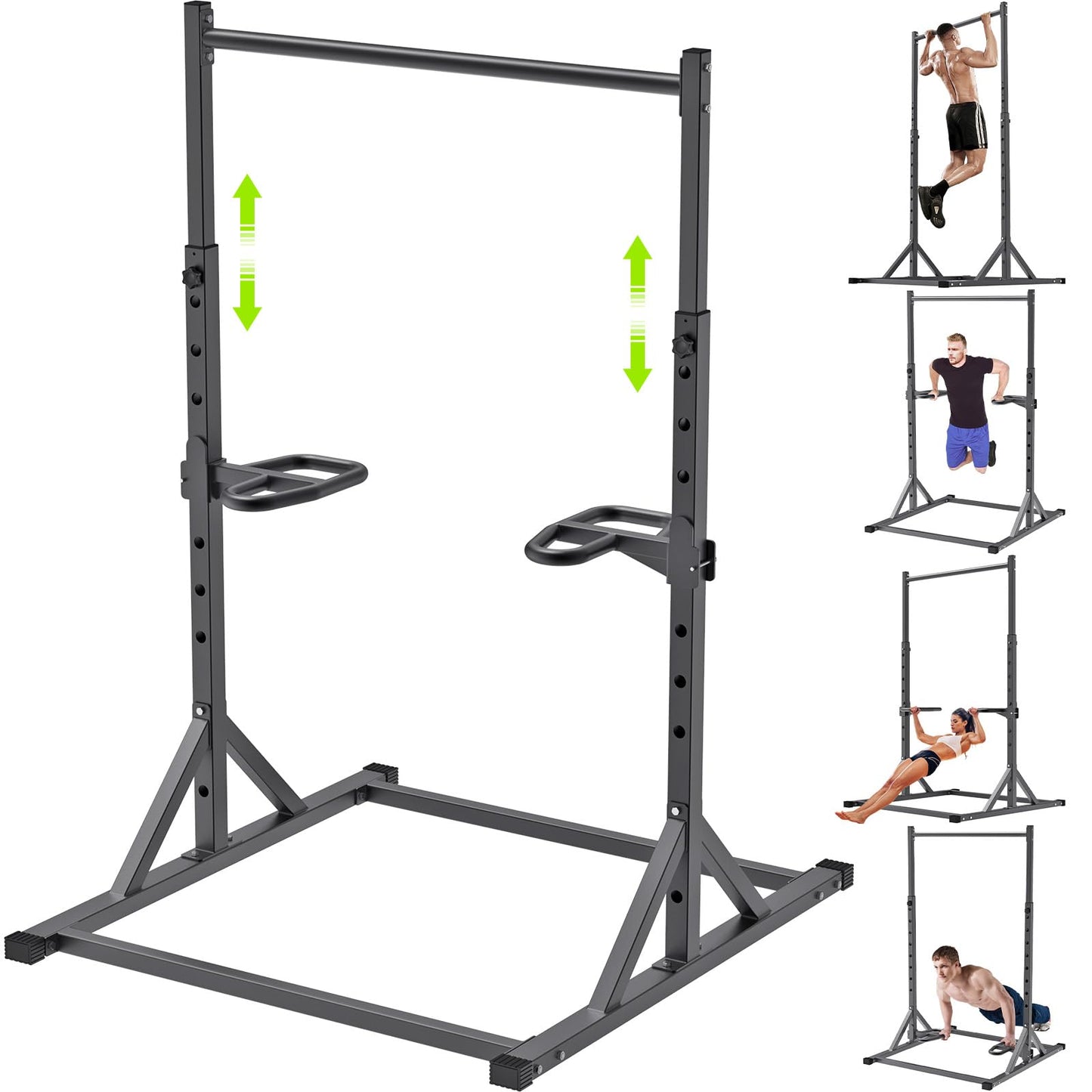SELEWARE Adjustable Pull Up Station, Multifunction Dip Station and Multi-Grip Handles, Fully Welded, 500 lbs Capacity, Home Gym Equipment