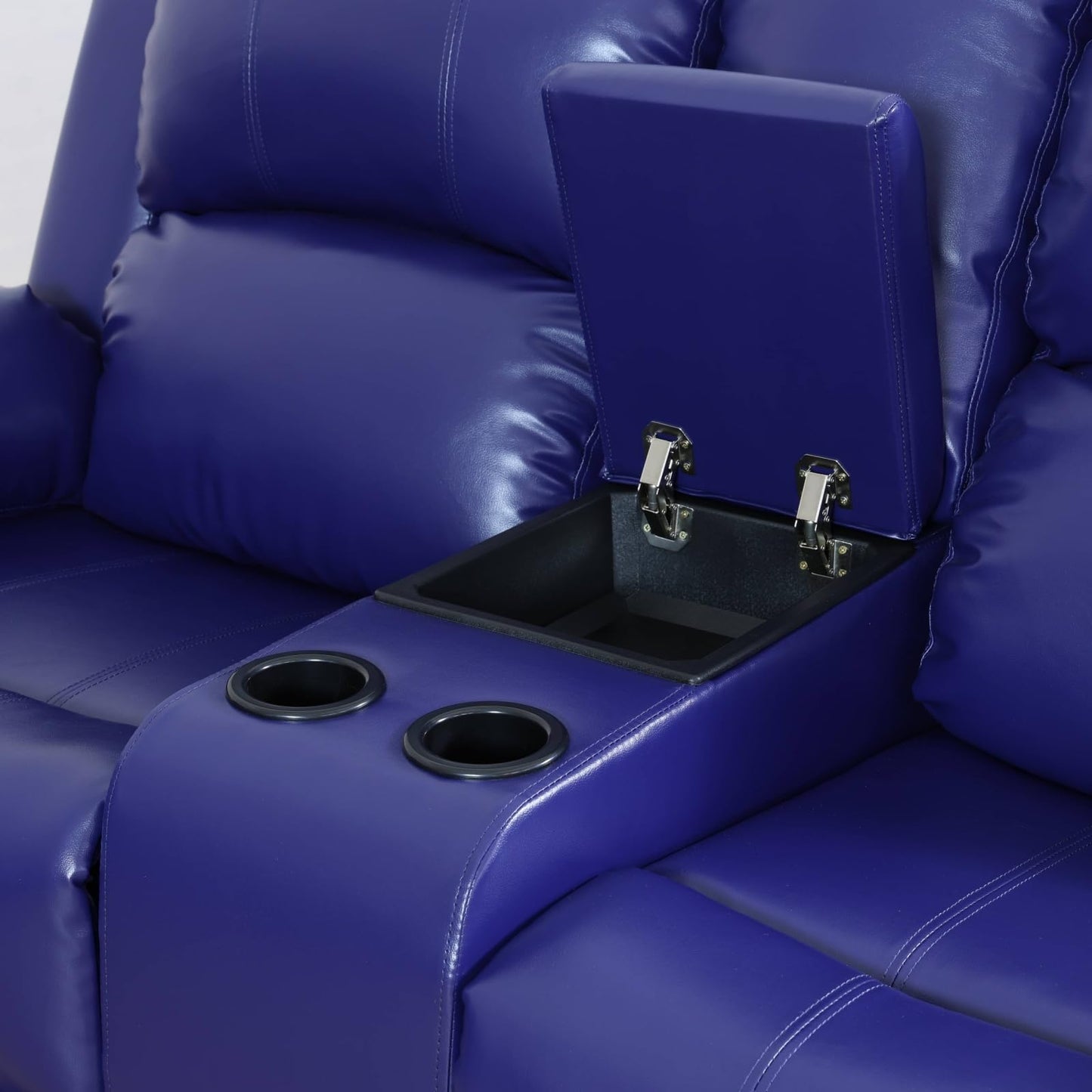 Trygoal Leather Recliner Sofa Set, Living Room Furniture Set, Adjustable Backrest Reclining Loveseat Sofa & Manual Recliner Chair, Comfortable Reclining Seats for Home Theater, Apartment, Dark Blue