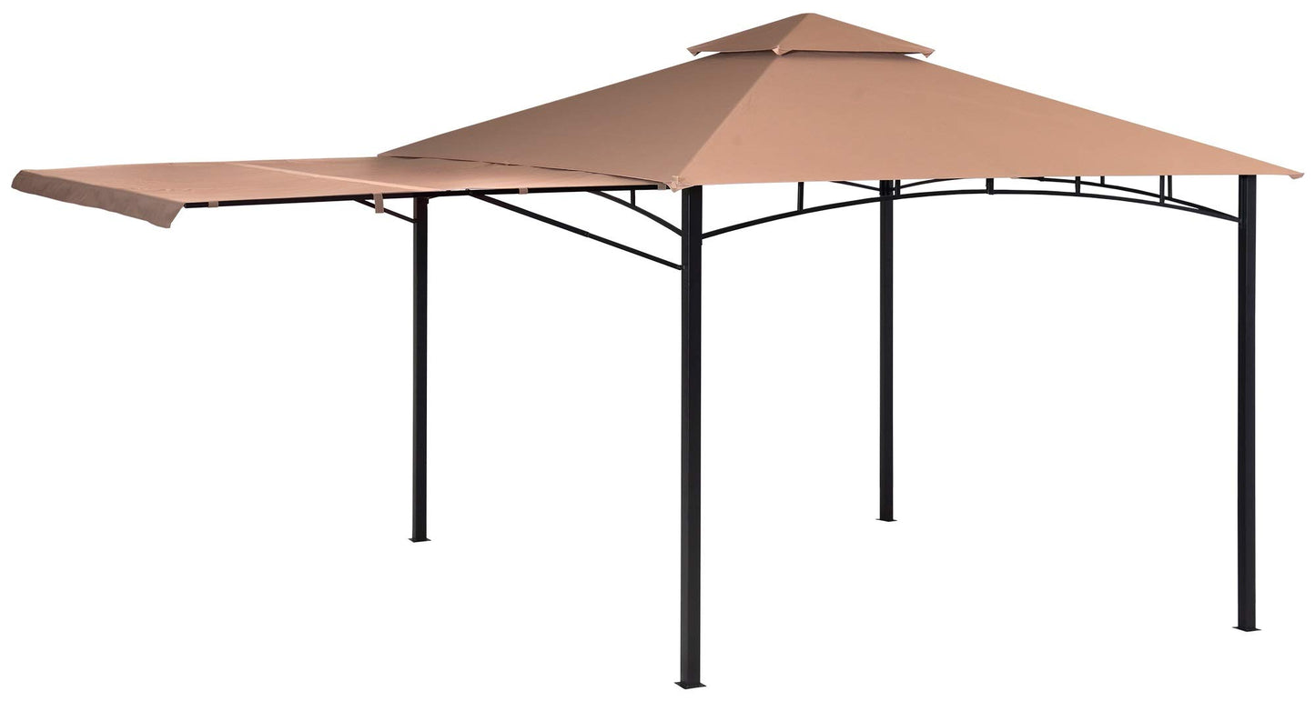 ShelterLogic 11' x 11' Canopy Series Redwood Easy Assembly Seasonal Shade UV Protection with Extendable Awning Outdoor Gazebo
