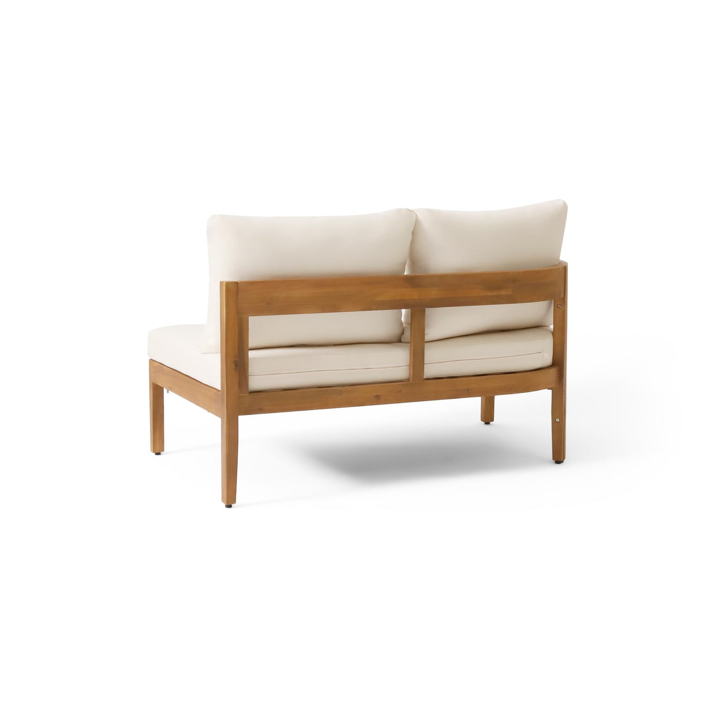 Merax 2 Piece Patio Outdoor Conversation Set, All-Weather Curved Acacia Wood 2 Loveseat Sofas with Cushions for Backyard Deck Poolside,Free Combination, Teak+ Beige