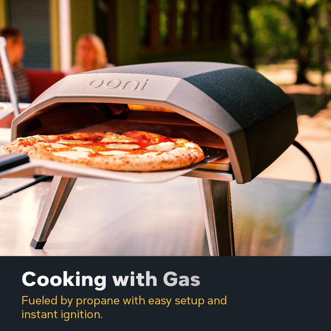 Ooni Koda 12 Gas Pizza Oven – 12" Propane Powered Outdoor Oven with 28 mBar Regulator and Gas Hose, Gas powered Portable Pizza Oven - Foundry Black