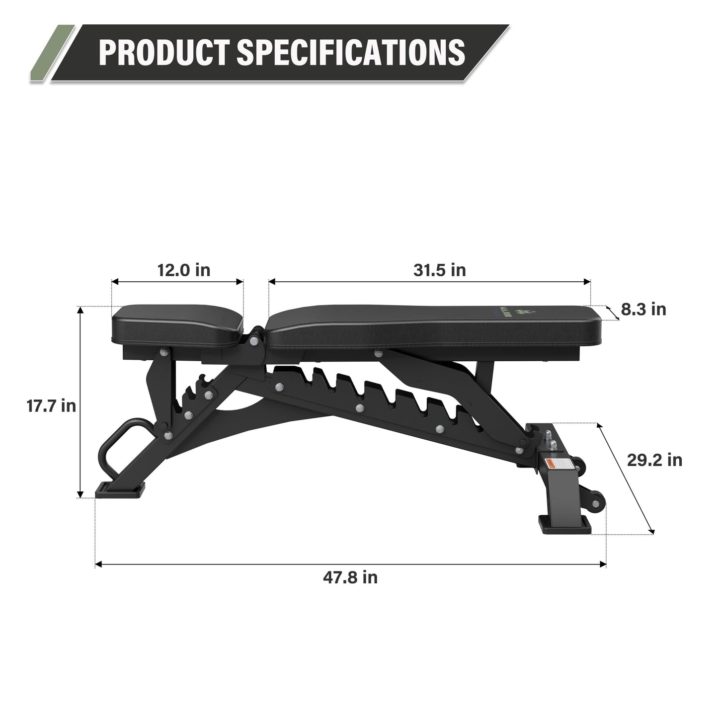 Major Fitness Weight Bench - 1300LBS Weight Capacity and 36 Adjustable Positions Strength Training Bench for Garage and Home Gym Workouts (Black)