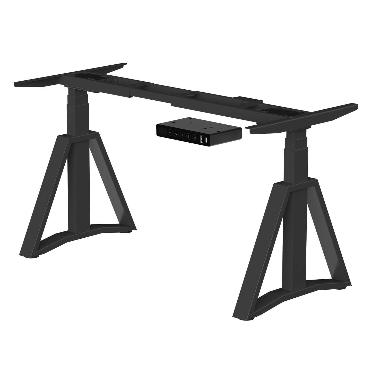 Fromann Standing Desk Frame Dual Motors 3 Stages Electric Height Adjustable Sitting Stand Up Desk Base Legs Only (Black)