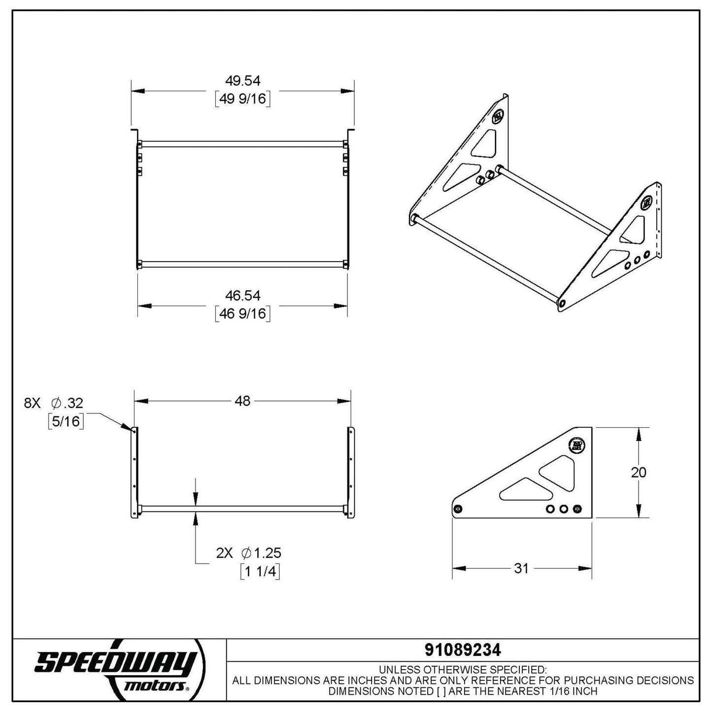 Speedway Motors 4 Foot Tire Rack For Trailer, Garage or Workshop