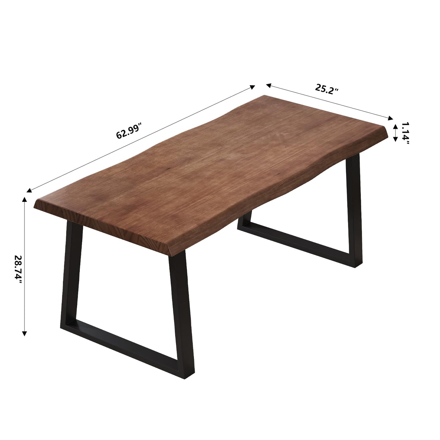 Pine computer desk, modern solid wood home office desk, long rural farmhouse pine dining table, administrative workstation computer desk, suitable for living room and dining room (63inch)