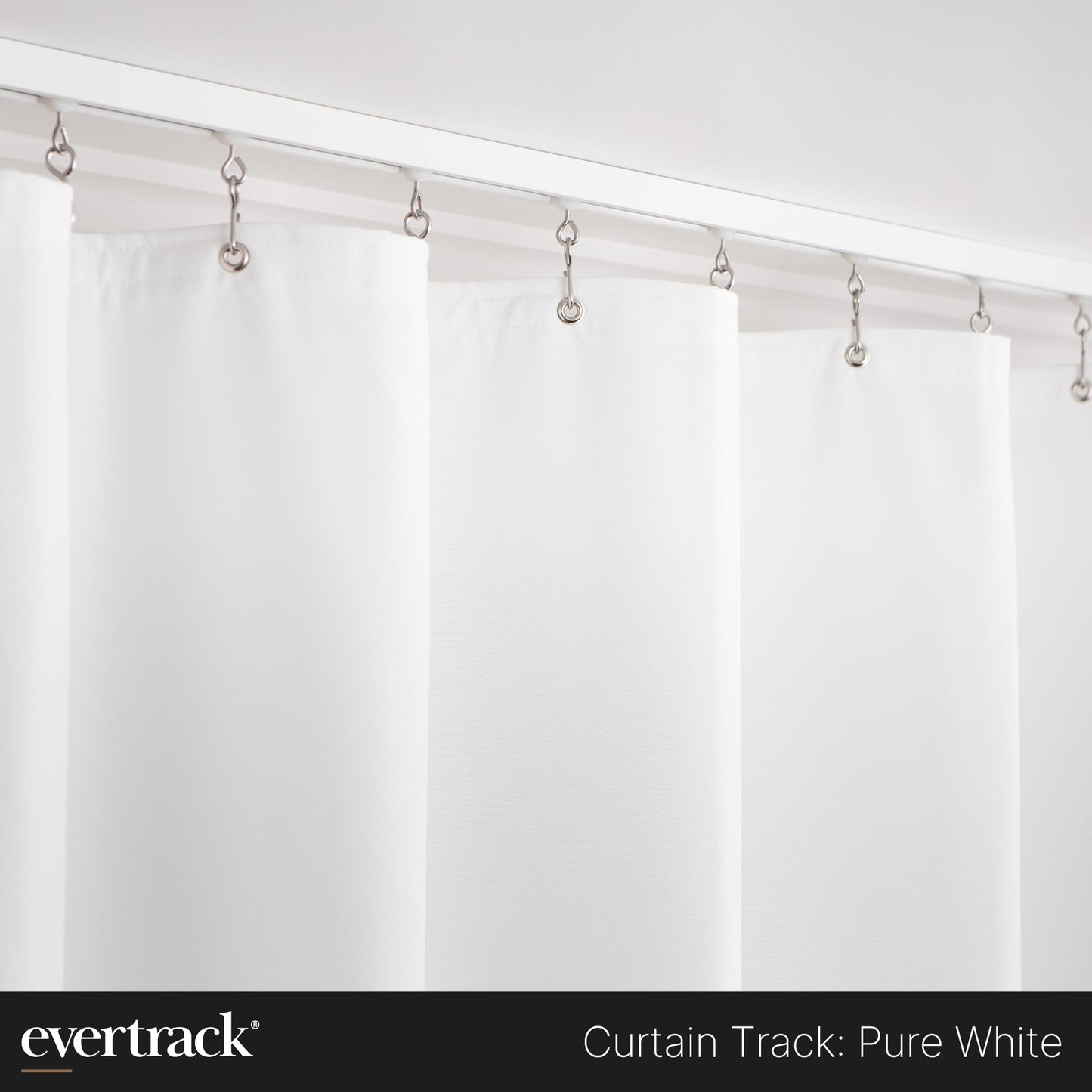 EverTrack Curtain Track - Ceiling Mounted Curtain Rail for Curtains, Drapes, and Room Dividers - USA Made - Large+ (24 Feet), Pure White
