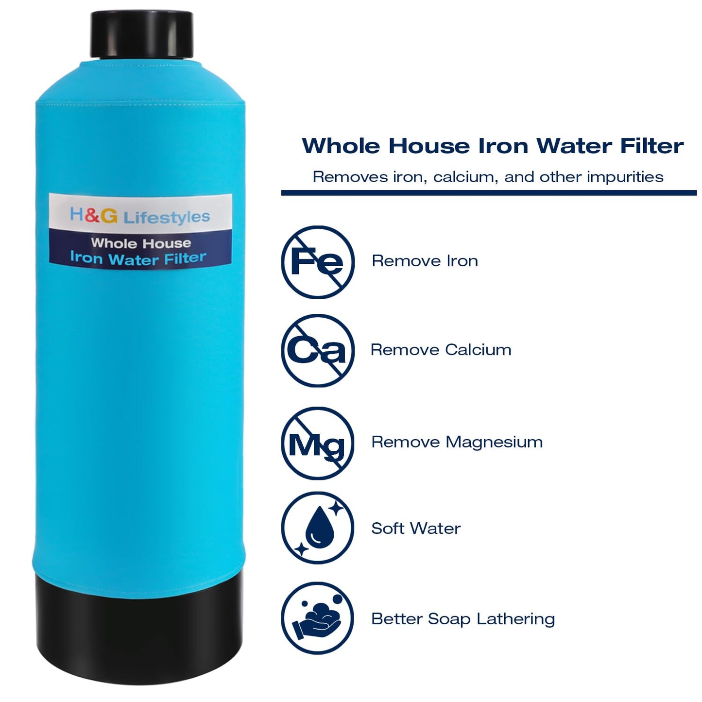 H&G Lifestyles Whole House Water Filter System, Iron and Manganese Water Filter for Well Water & City Water,Reduce Iron Heavy Metal, Silver-Enhanced, Soften Water, 700,000 Gallons