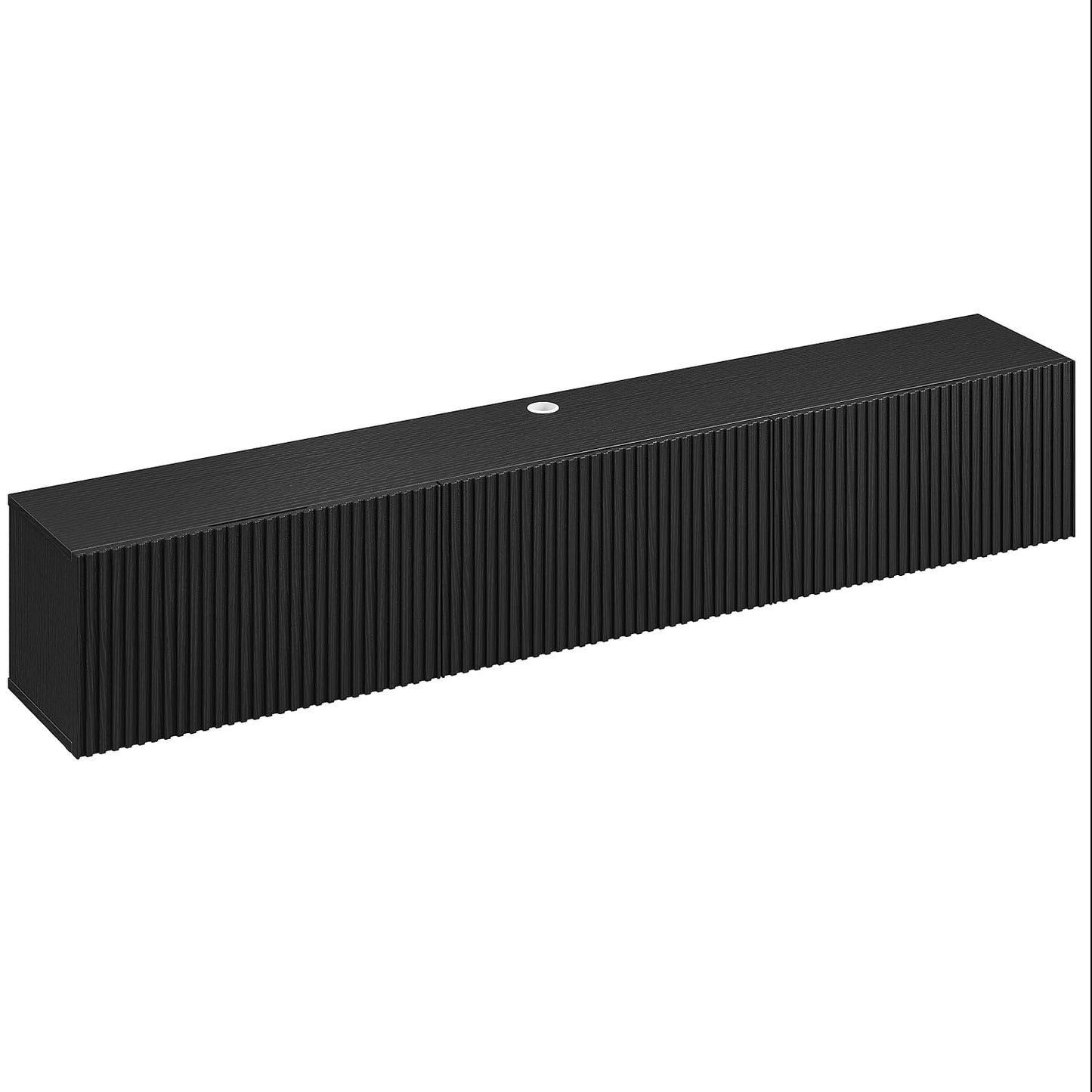 FloatiCasa Floating TV Stand with 3 Doors,55IN Wall Mounted TV Cabinet,Slatted Floating Media Console Entertainment Center with Storage,Under TV Shelf for Bedroom Living Room,Black