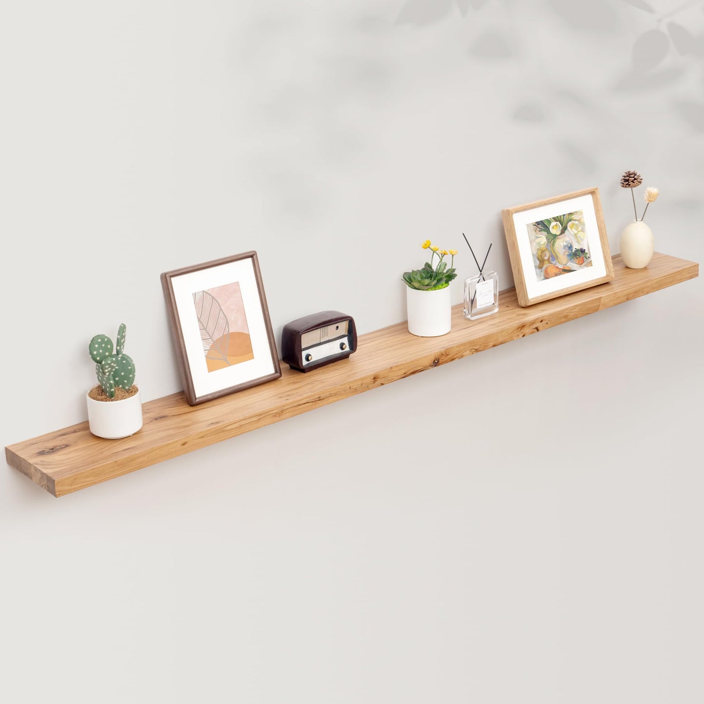 Axeman Rustic Elm Wood Floating Shelves - 72'' W x 8" D Wall Mantel Shelf with Invisible Bracket, Large Long Wall Mounted Storage Shelves for Living Room, Bedroom, Kitchen, Bathroom, Natural