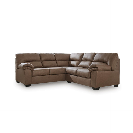 Signature Design by Ashley Whitlock L-Shape Right-Arm Facing Casual Faux Leather 2-Piece Sectional with Removable Cushion, Dark Brown