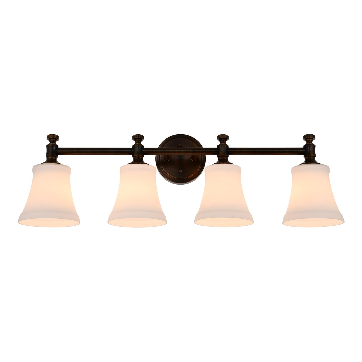 Antique Bronze Bathroom Vanity Light Fixtures, Traditional 4 Lights Wall Sconce Lighting with Large Opal Glass Shade, Porch Wall Mount Light Fixture for Bathroom, Mirror Cabinets Hallway Stairs