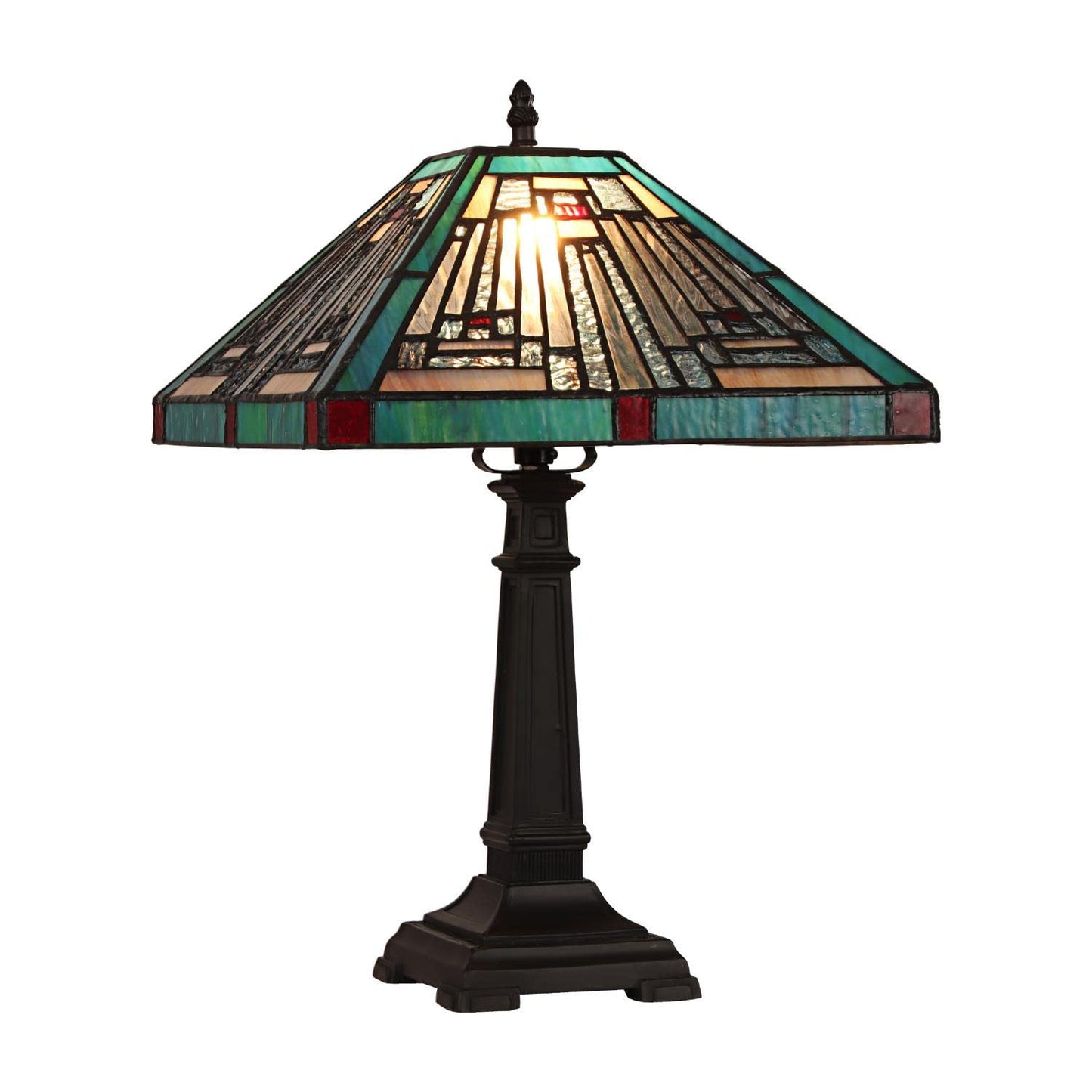 Chloe Lighting Innes Tiffany-Style Table Lamp, Blackish Bronze, 12in Wide, Multicolor Glass, Model CH3T359BM12-TL1