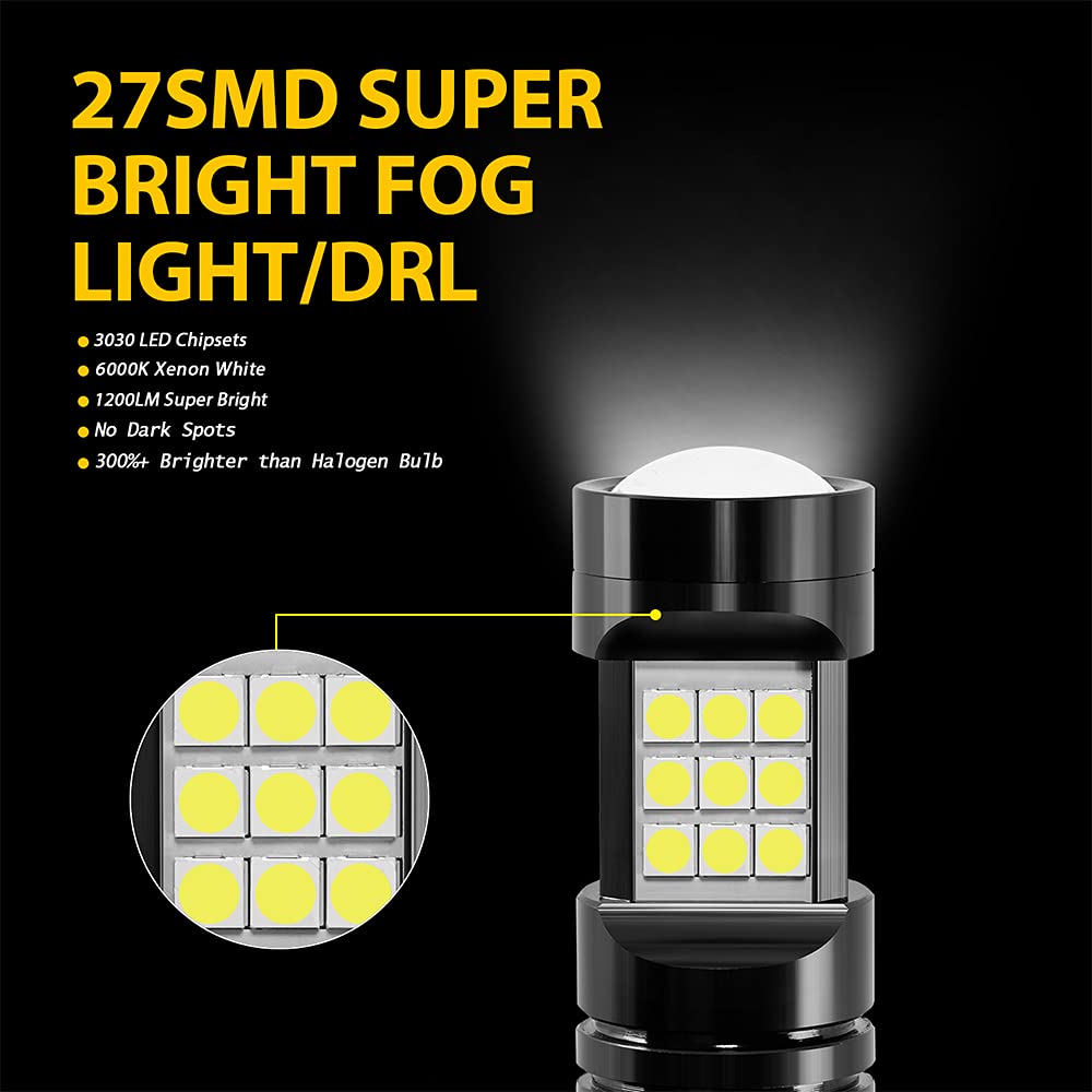 AUXLIGHT H7 H7LL LED Fog Light Bulbs, 2400 Lumens, Aluminum, Xenon White
