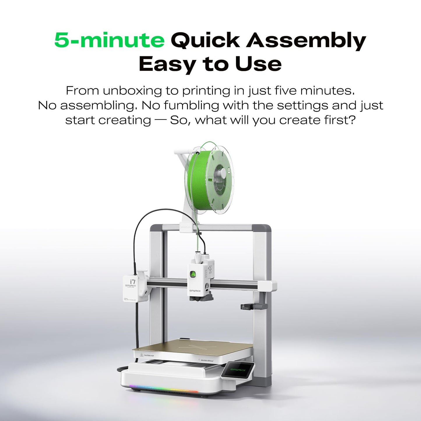 Creality SPARKX i7 3D Printer Multi Color 3D Printing 500mm/s High Speed 95% Pre-Assemble AI Photo 3D Printing RGB Light Smart AI Camera Auto-Leveling Essential Parts Low Noise 10.24×10.24×10 inch