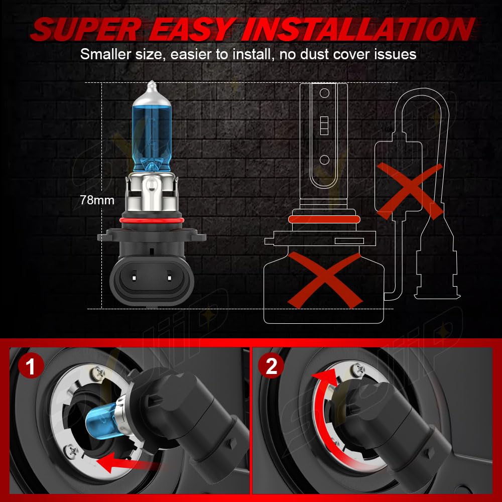 SYJIIP Halogen Headlight Bulbs 9005 High Beam H11 Low Beam 6000K White 4-Pack Compatible with Honda Accord 2013-2018 and Coupe 2008
