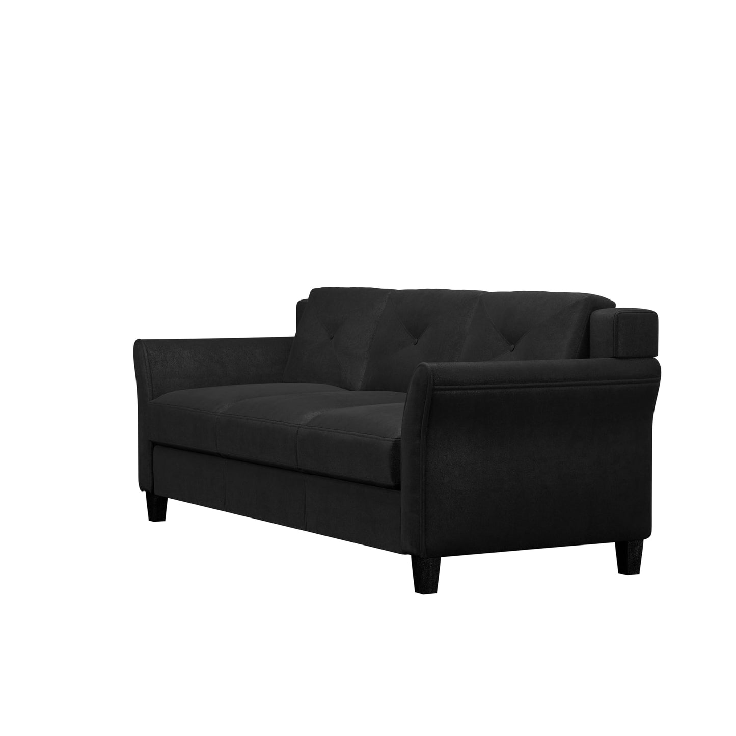 Studio Living Harrington 80.3" Sofa, Transitional Modern, Pocket Coil Comfort, Easy Assembly, Microfiber Fabric, Black