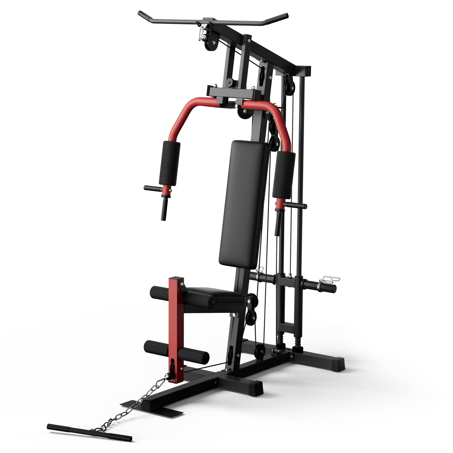 Multifunctional Home Gym Equipment - 300LB Capacity All-in-one Workout Station with Cable Pulley System, LAT Pulldown, Chest Press & Leg Extension for Full Body Strength Training