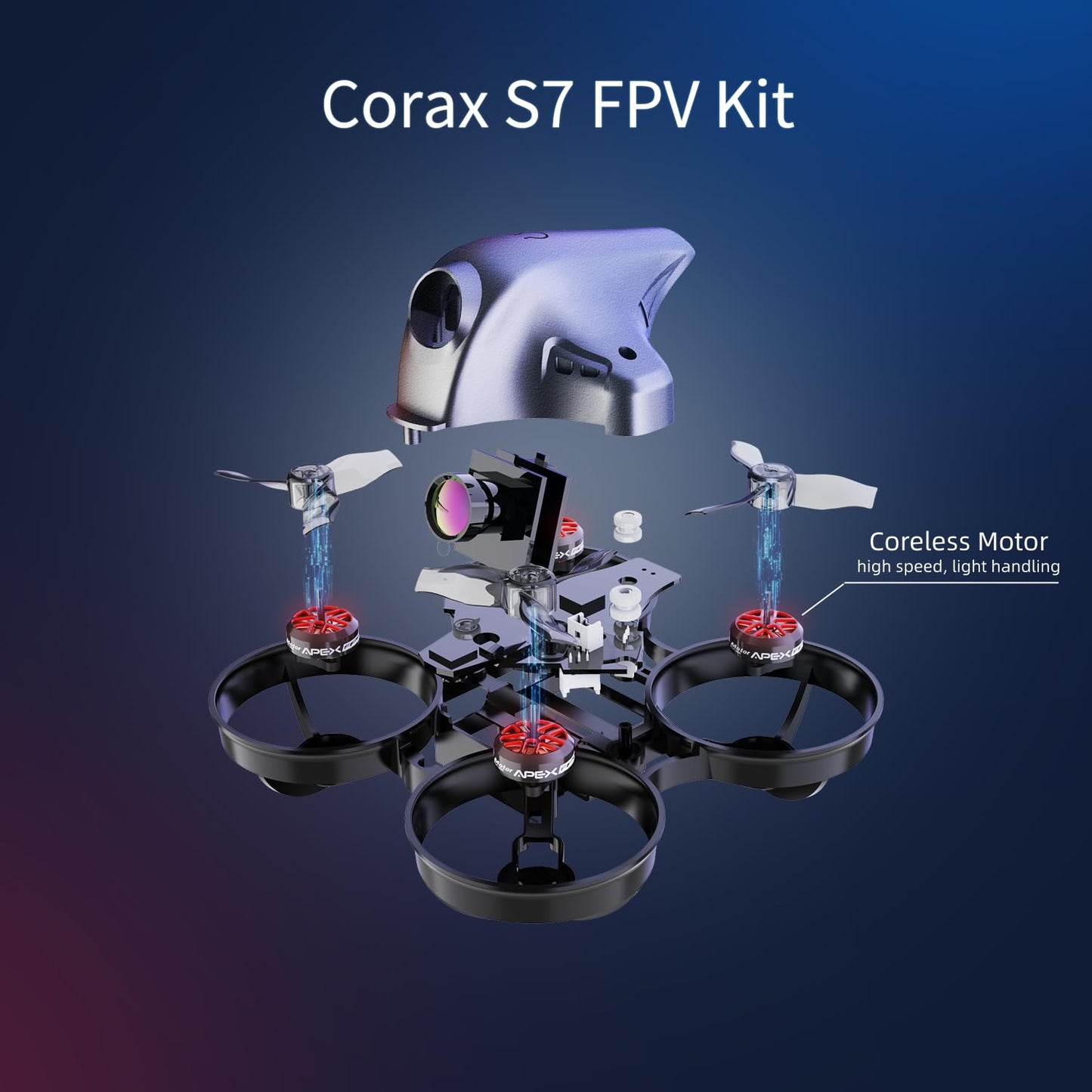 FPV Drone with Goggles,Brushless Motor RC Quadcopter with Optical Flow Positioning,3 Batteries,Beginner Mode Easy to Fly for Teenagers Adults.APEXFPV -Corax