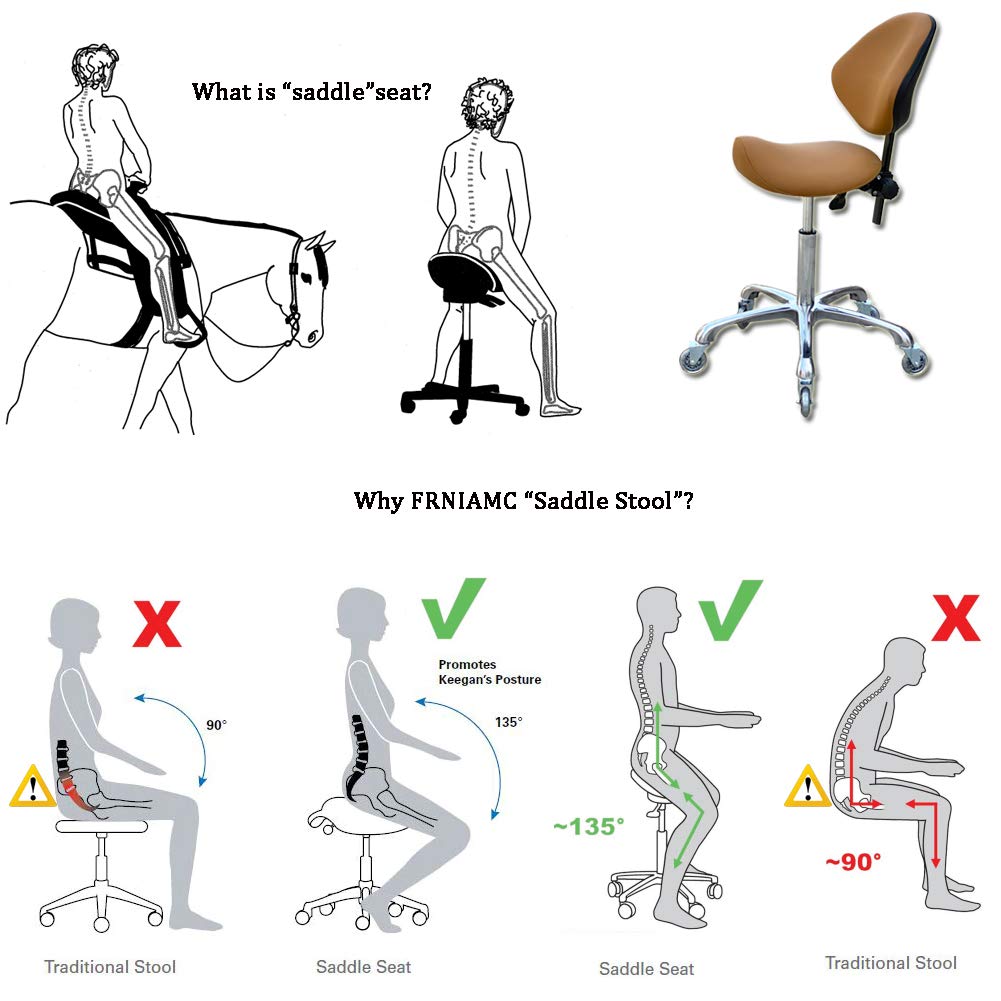 FRNIAMC Adjustable Saddle Stool Chairs with Back Support Ergonomic for Medical Clinic Studio Salon Office and Home (Camel)