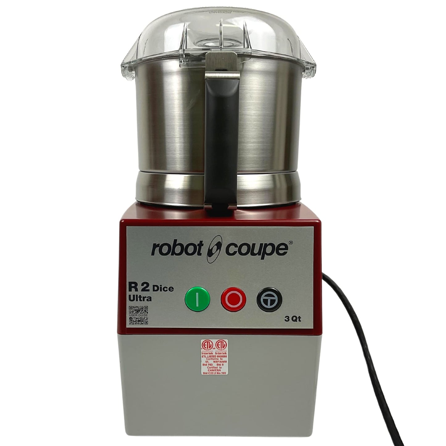 Robot Coupe R2U DICE Combination Food Processor with 3 Quart Bowl, Stainless Steel, Continuous Feed & 4 Discs, 2 hp, 120v,R2 DICE Ultra