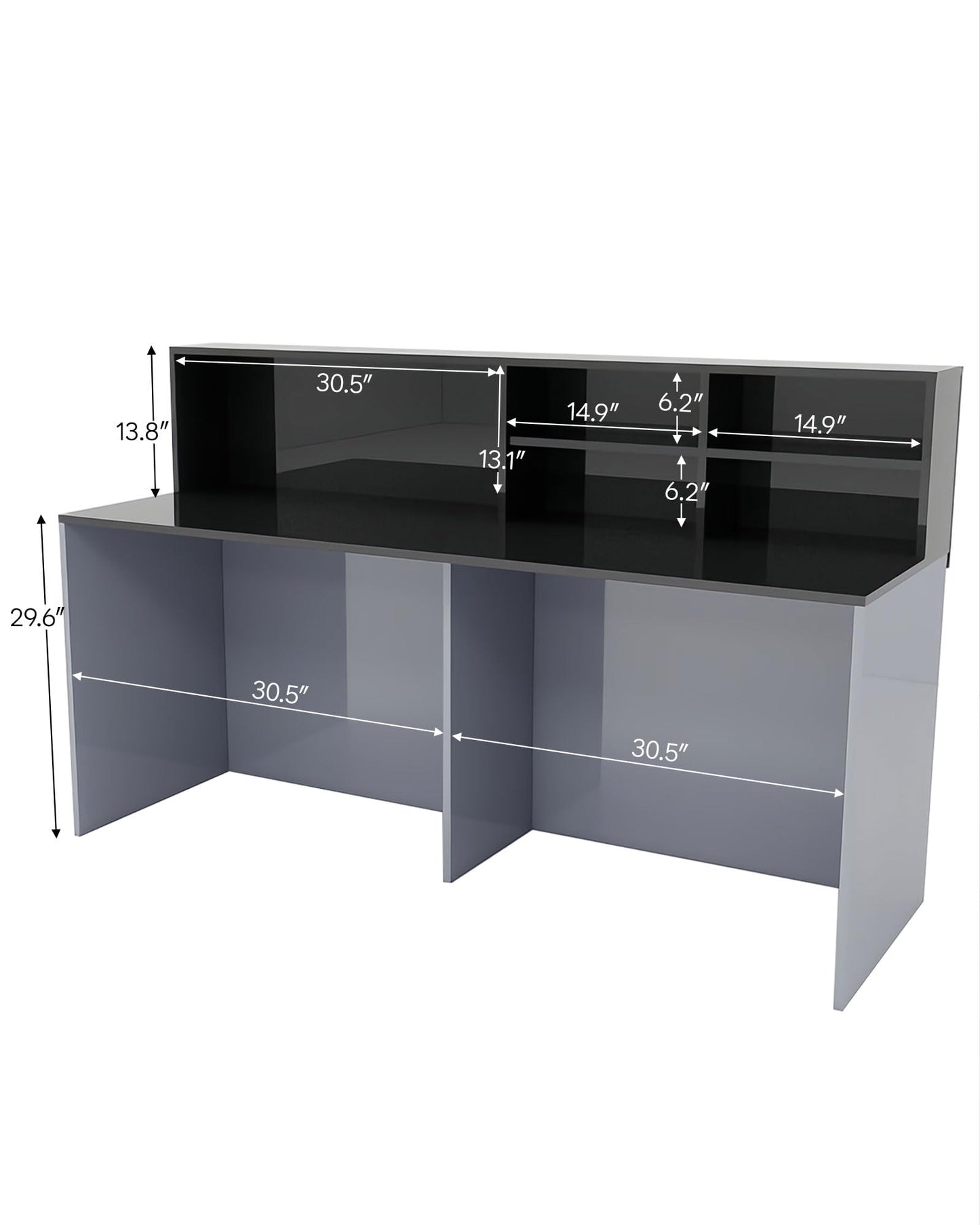 UZZUR Reception Desk, Front Desks with RGB LED Lights, Modern Reception Desk with Counter with Cable Grommet, Retail Counter for Home Office, Checkout, Beauty Salon, Barber