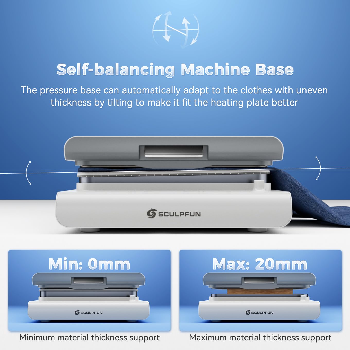 SCULPFUN H1 Auto Heat Press Machine for T Shirts, 3 Levels Adjustable Upward Pressure up to 176 lb, 15" x 15" Heating Plate, Heat Transfer for DTF, Sublimation, Vinyl, Temperature Control, Touch Panel