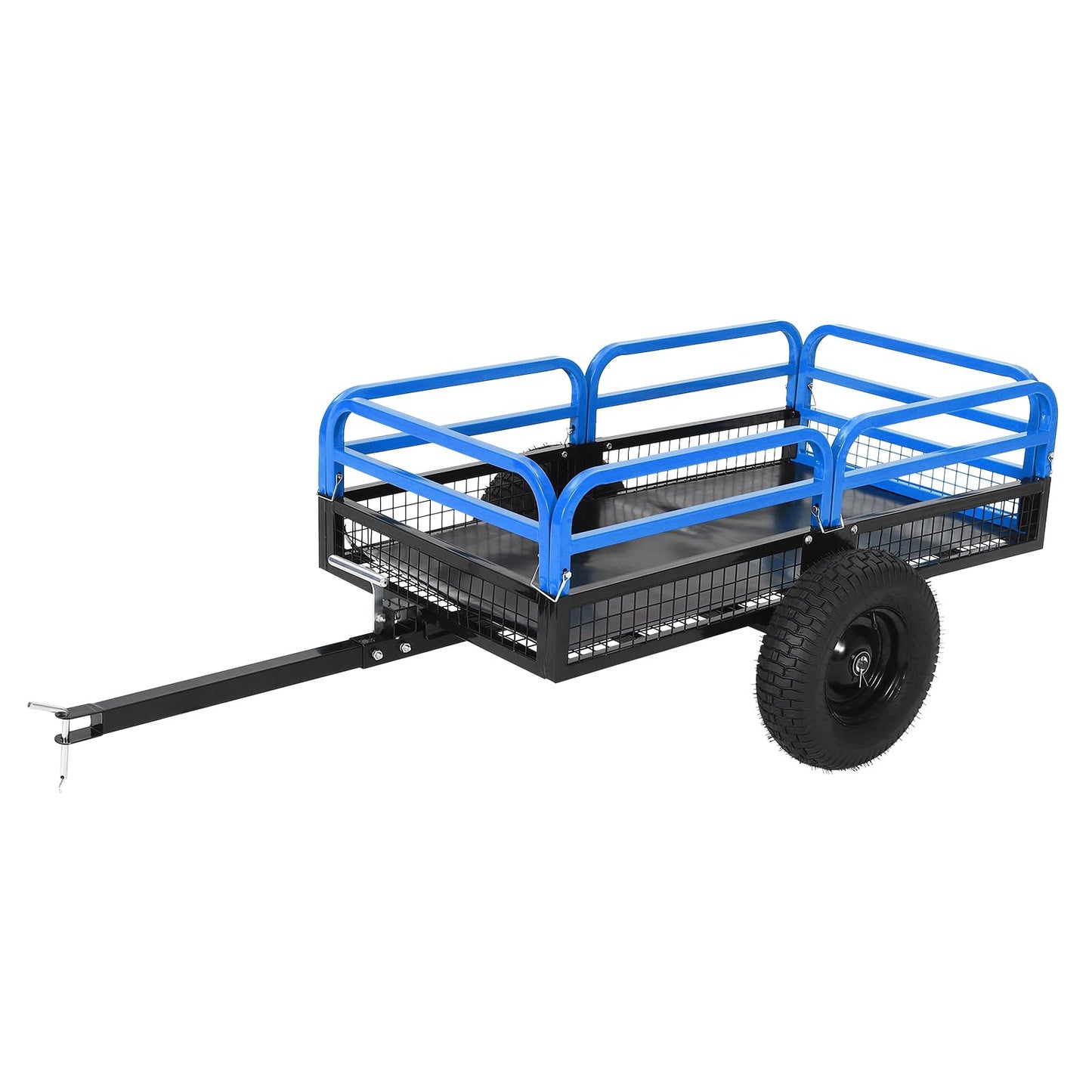 Garvee 1500 Lbs Heavy Duty Steel Dump Cart, 15 Cu ft Garden Utility Trailer with Removable Sides, Hand Pull or Foot Pedal Dumping for ATV UTV Lawn Mower Tractor